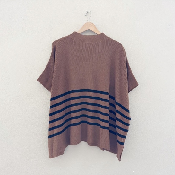 NWT J. Crew Striped Poncho Pullover Cotton Wool Boxy Oversized Classic Preppy OS - Picture 6 of 15